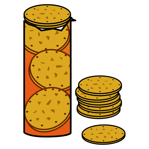 Paquete de galletas y galletas fuera del paquete