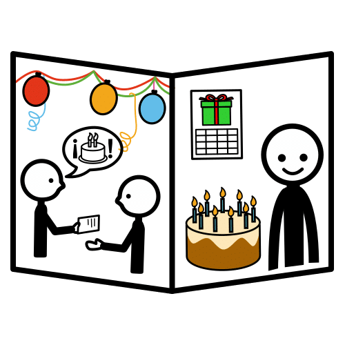 Invitación con diferentes elementos gráficos