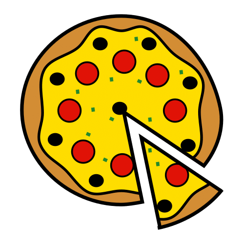 Pizza con un trozo cortado