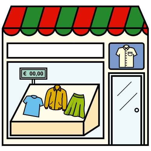 Escaparate de una tienda de ropa con diferentes prendas