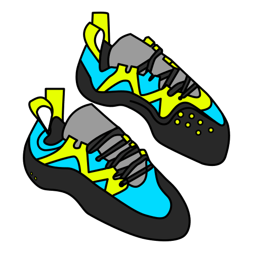 Pictograma que representa unos pies de gato (calzado de escalada)