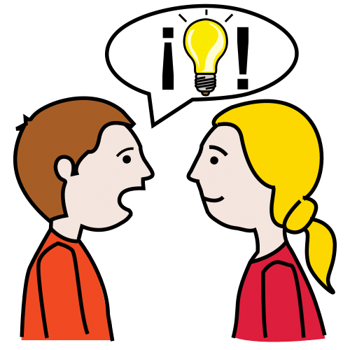 Dibujo con dos personas hablando