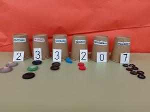 Número representado por vasos u fichas