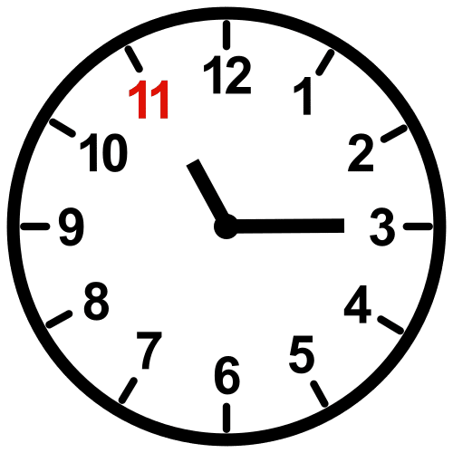 reloj analógico marcando las 11:15