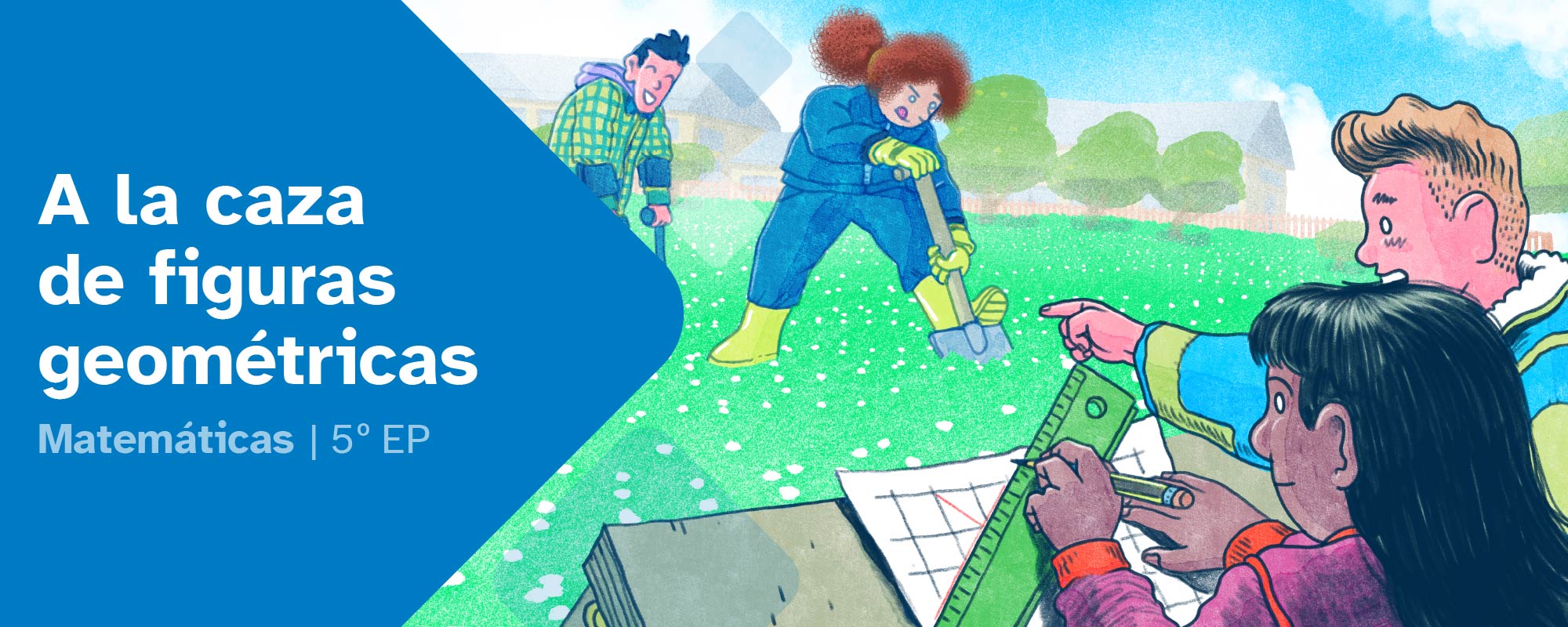 Portada REA 05 matemáticas 5º E.P. (cREAgal) Portada del REA 5 "A la caza de figuras geométricas" matemáticas 5º E.P.
