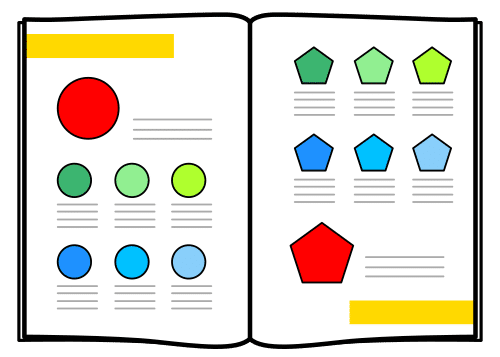 Catálogo con diferentes figuras geométricas