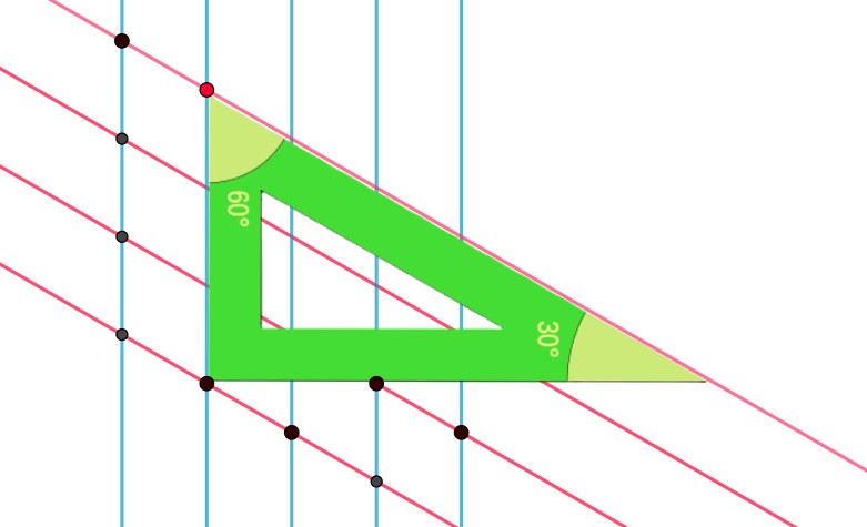 Cartabón con trazado isométrico