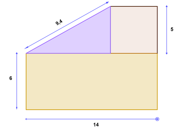 Figura compuesta por rectángulo, cuadrado y triángulo rectángulo