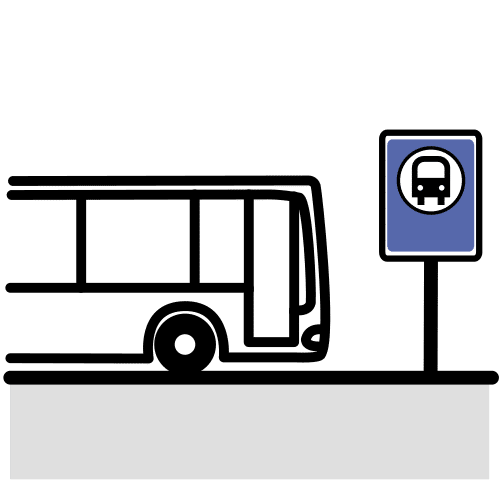 Señal de parada de autobús y autrobús