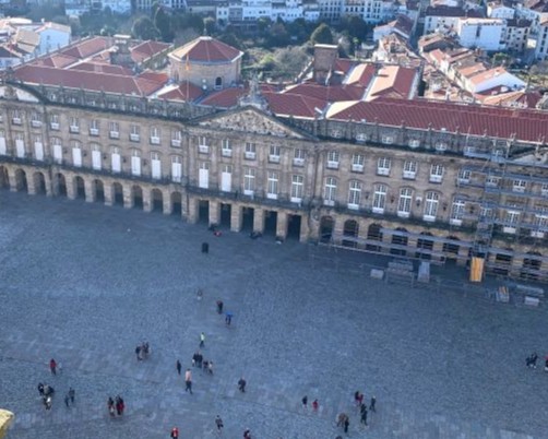 Plaza do Obradoiro en Santiago de Compostela vista desde arriba
