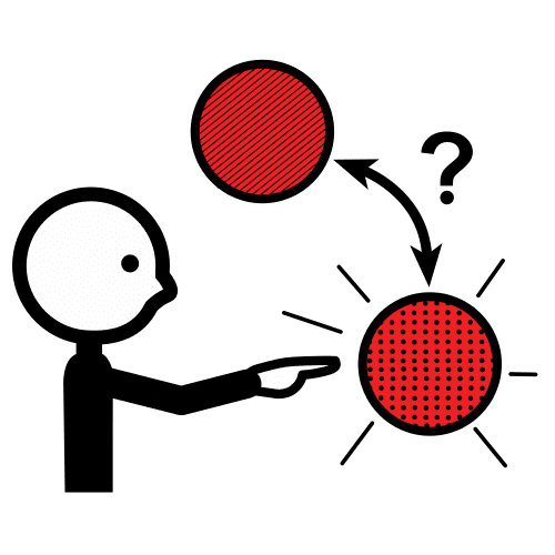 Persona señalando una bola roja de dos opciones que aparecen.