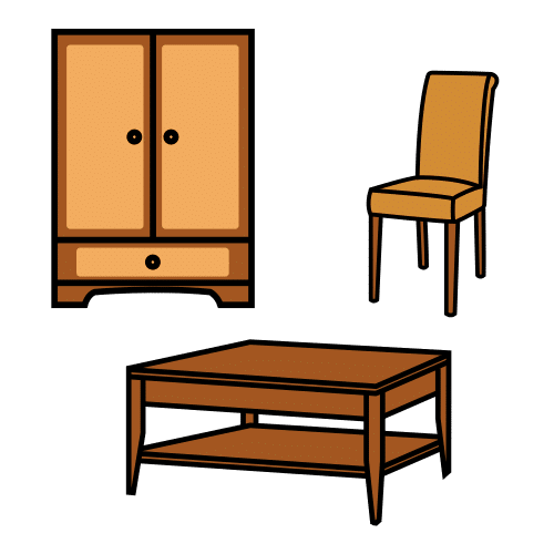 Armario, silla y mesa.