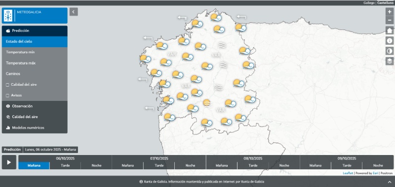Captura de pantalla del visor de MeteoGalicia Captura de pantalla del visor de MeteoGalicia