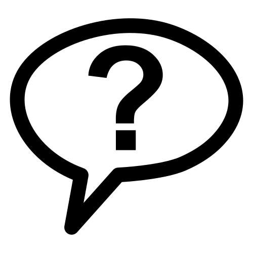 Bocadillo de texto con un signo de interrogación dentro.