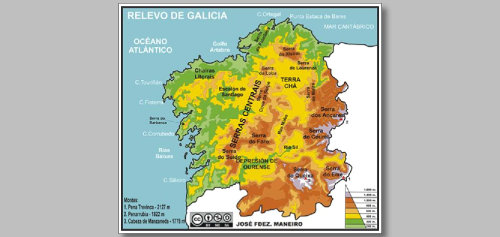 Mapa físico de Galicia