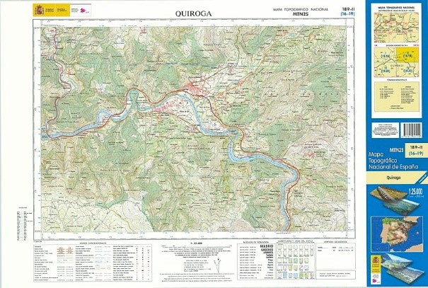 Mapa topográfico, folla de Quiroga. exemplo de gran escala