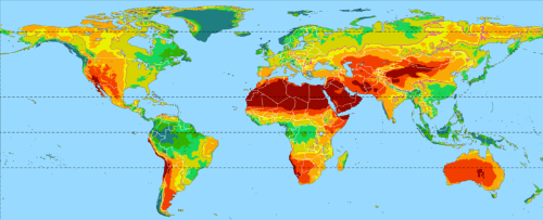 Mapa que reflicte a variedade climática mundial