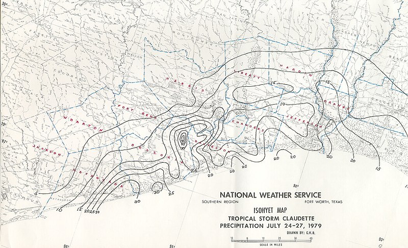 Isohietas Debuxo dun mapa de isohietas