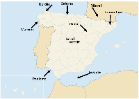 Mapa con algúns dos ventos locais na península