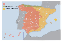 Mapa de España coas vertentes fluviais