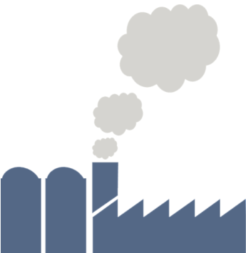 fábrica con chemineas botando fume