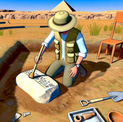 Arqueólogo traballando