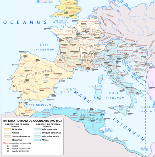 Mapa do Imperio Romano de Occidente