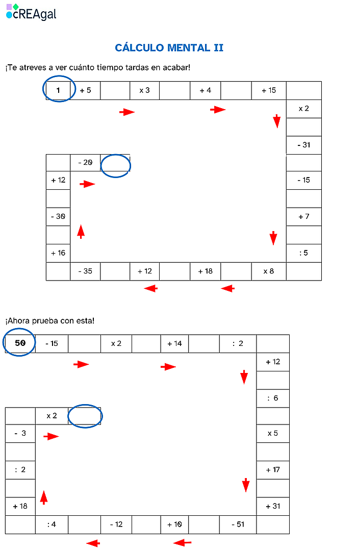 Documento de trabajo: Cálculo mental II