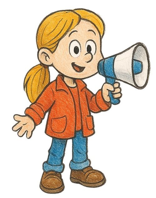 Profesora con megáfono