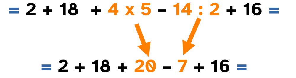 En las operaciones combinadas resolvemos las multiplicaciones y divisiones