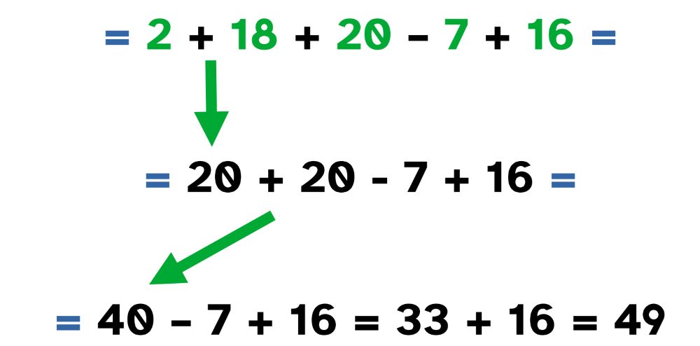 En las operaciones combinadas finalizamos realizando las sumas y las restas.