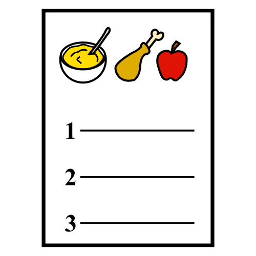 Pictograma de Arasaac: carta de un menú
