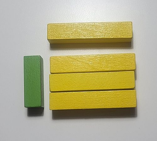 Multiplicación 5x3 hecha con regletas