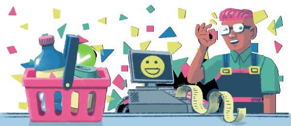 Persona vendiendo productos