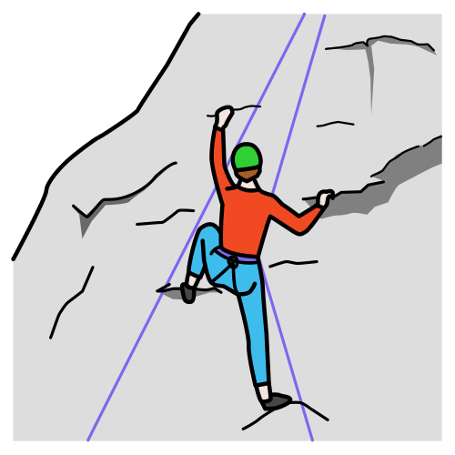 Escalador subiendo una montaña