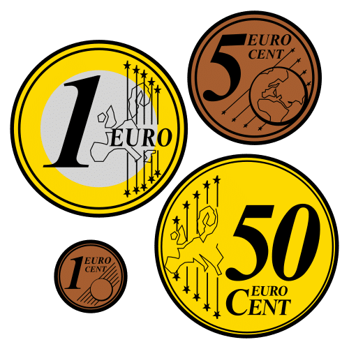 Monedas de euros y céntimos.