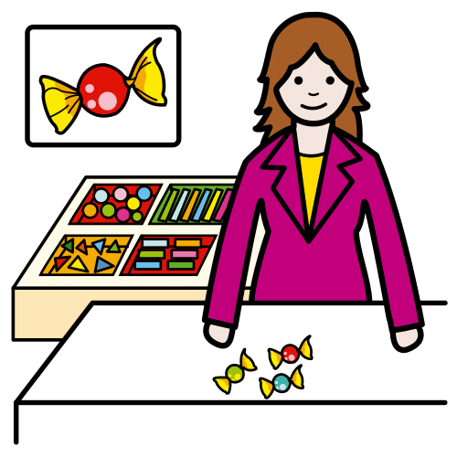 Vendedora en una tienda de golosinas