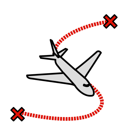 Viaje en avión con esquema de recorrido