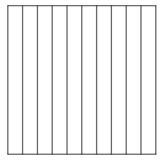 Cuadrado dividido en 10 partes iguales