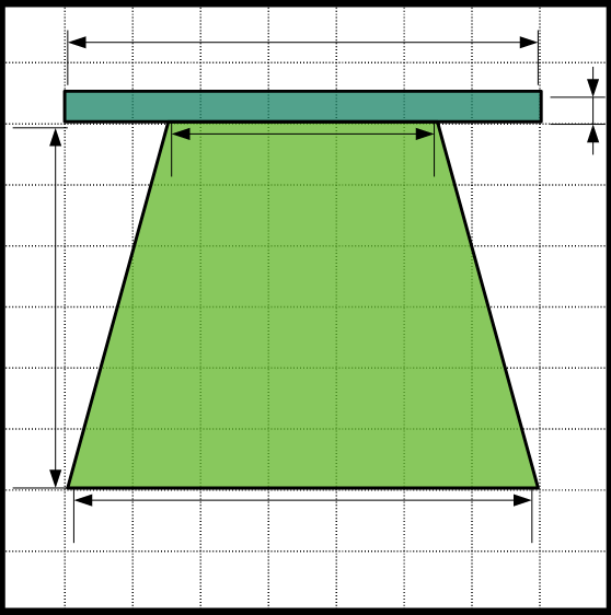 Patrón falda (cREAgal) Patrón de una falda sobre un papel cuadriculado.