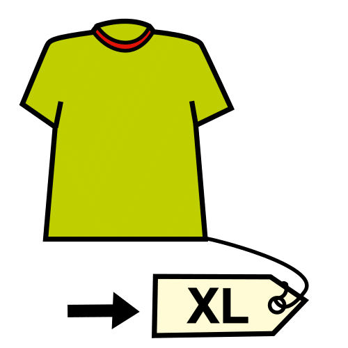 Camiseta verde con la etiqueta de la talla XL