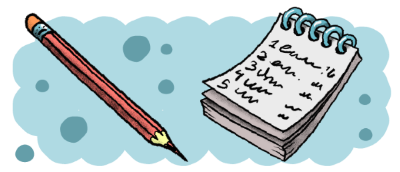 Lápiz con una libreta con una lista