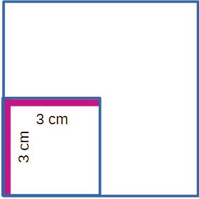 Un cuadrado de lado 3 cm dentro de otro de lado 6 cm
