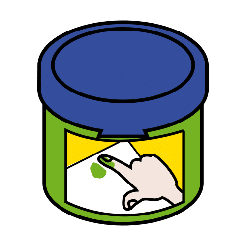 Bote de pintura para pintar con las manos