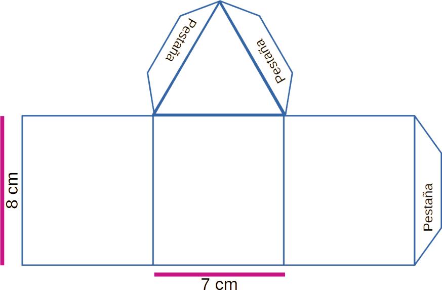 Desarrollo plano de un prisma con una base triangular