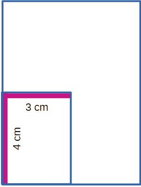 Un rectángulo de lados 3 y 4 cm dentro de otro de lados 6 y 8 cm