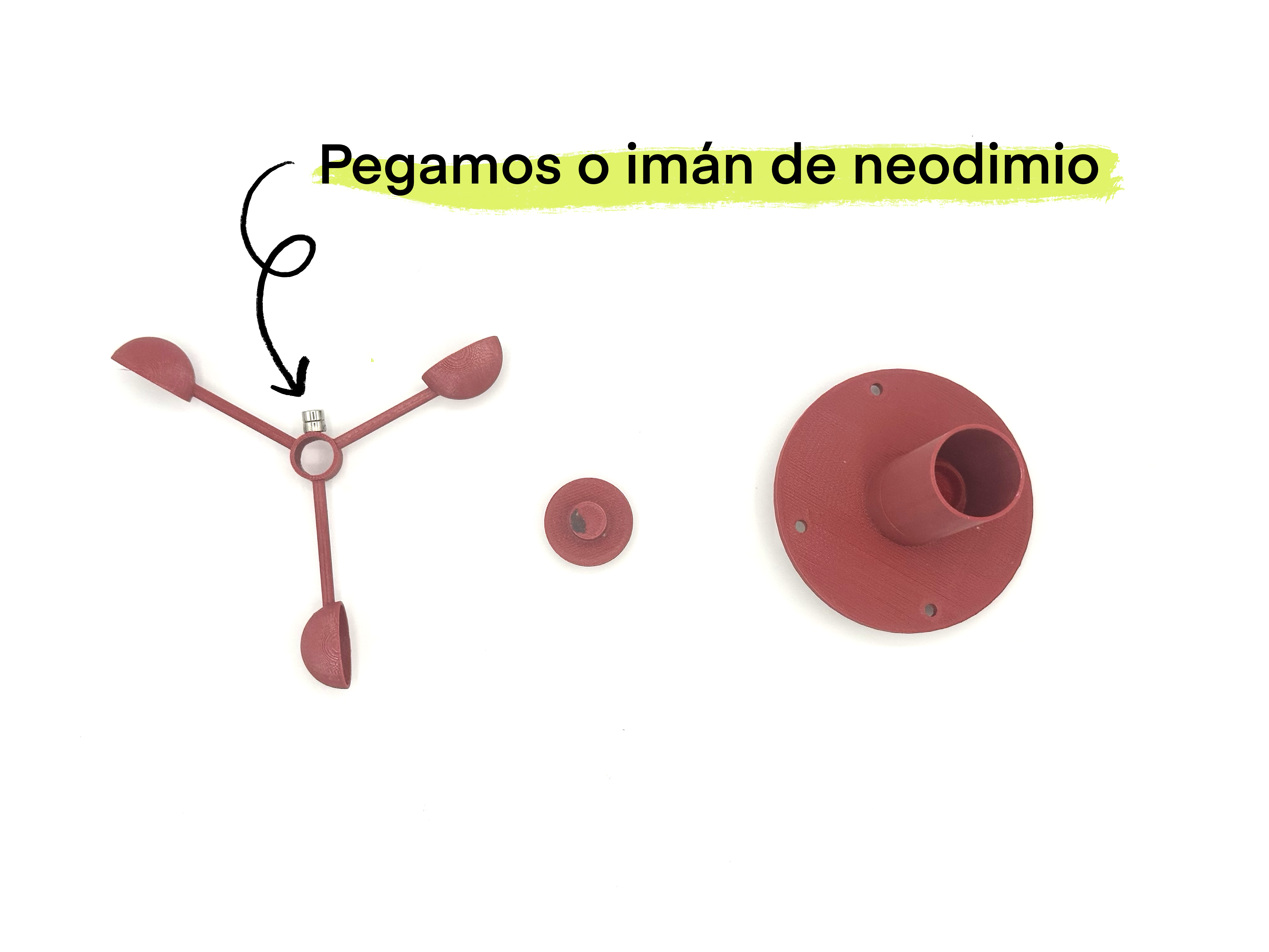 Anemómetro impreso en 3D con imán