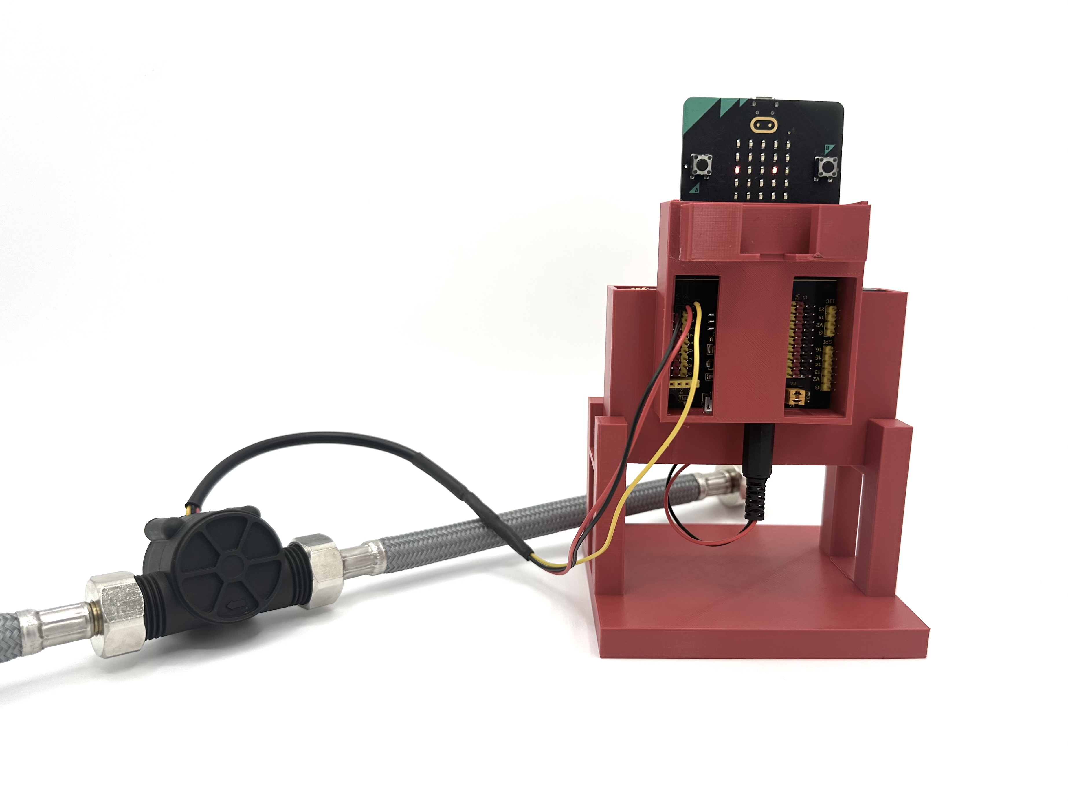 Estruturas 3D deseñadas como soporte para a placa Micro:bit, portabaterías e Placa controladora Keyestudio