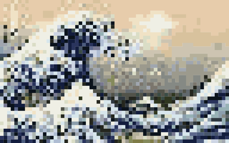 Onda de Hokusai pixelada