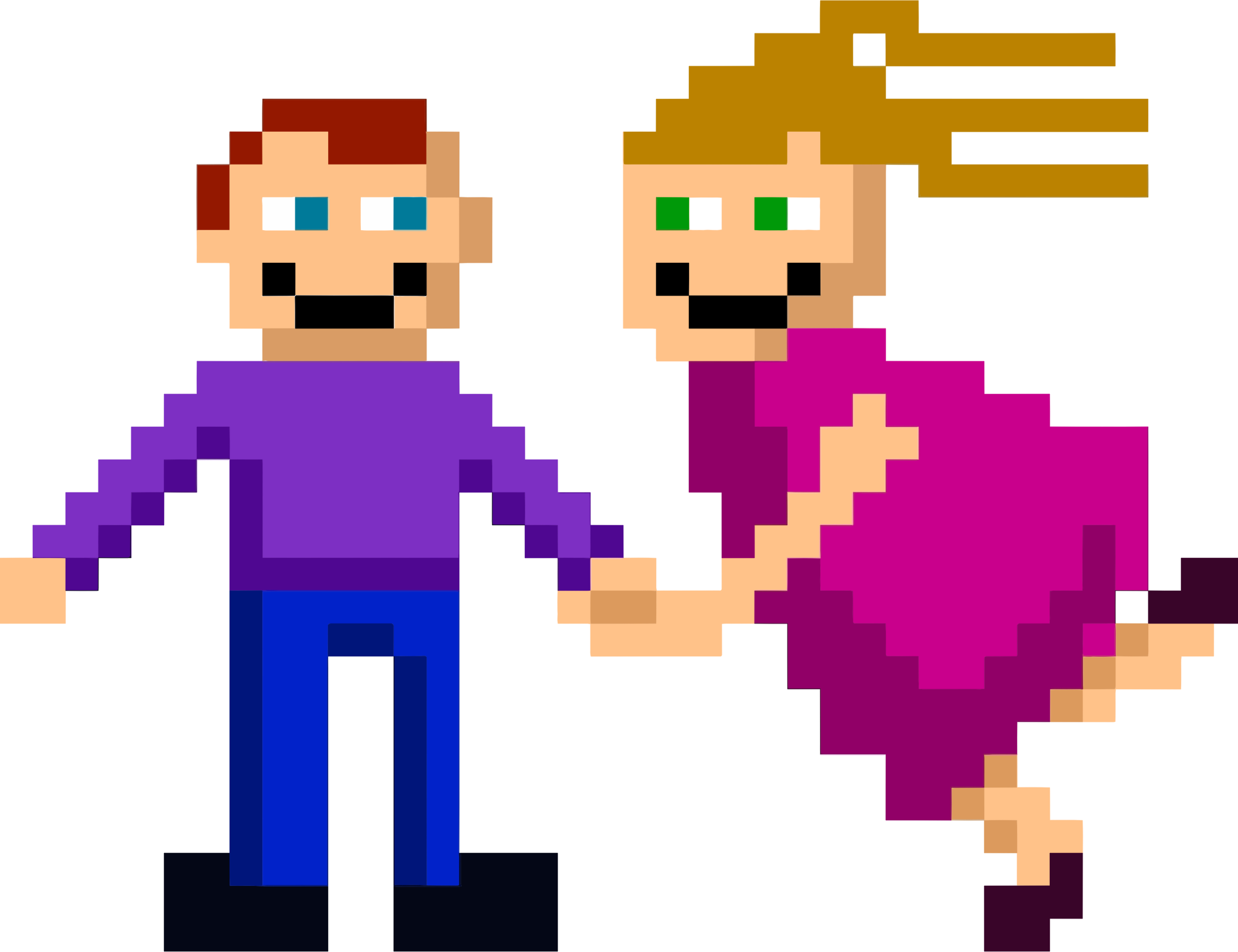 Debuxo de home e muller pixelados